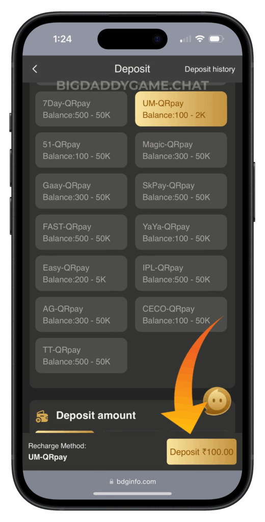 bigdaddygame-deposit-page